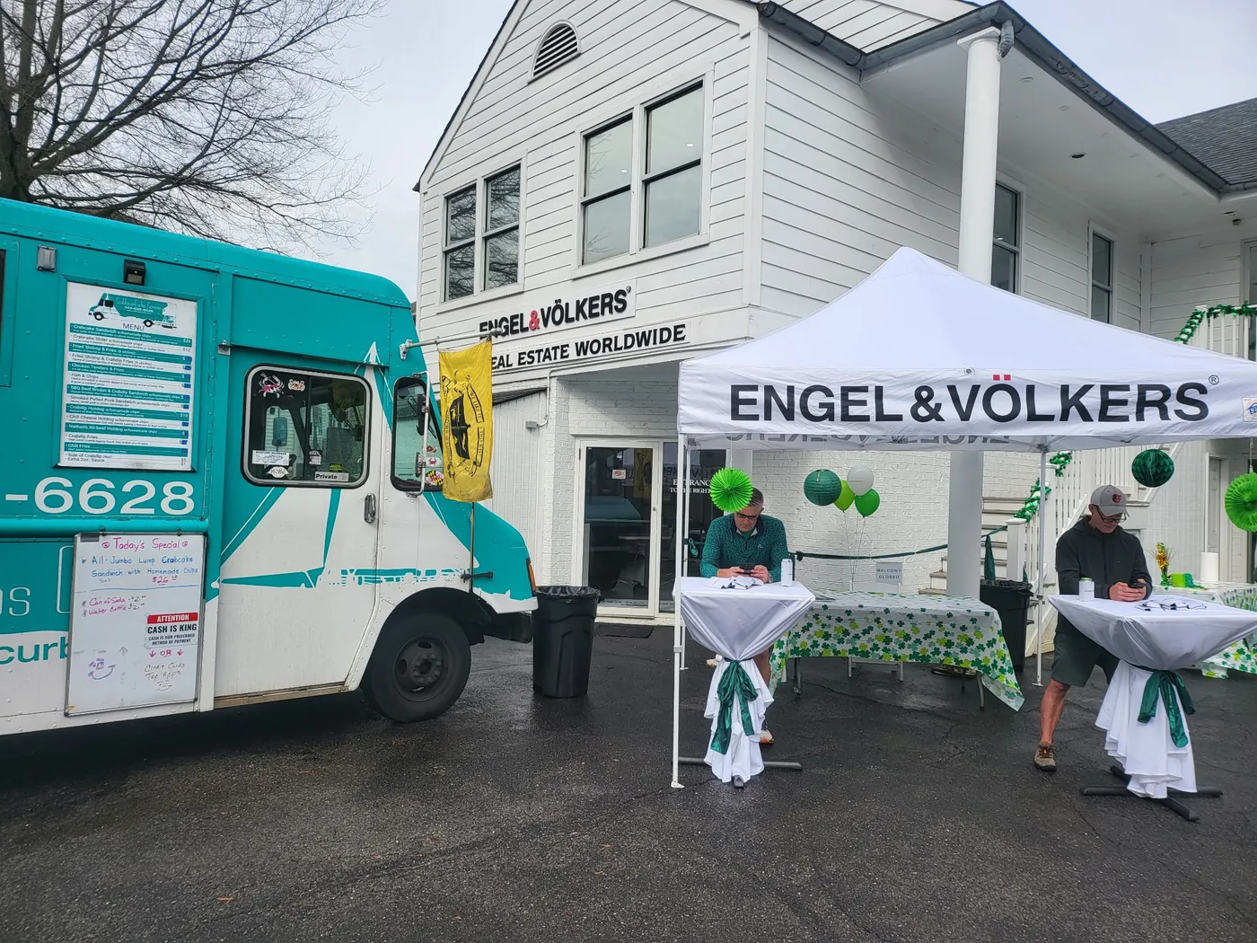The truck parked outside an Annapolis office for a St. Patrick's event.